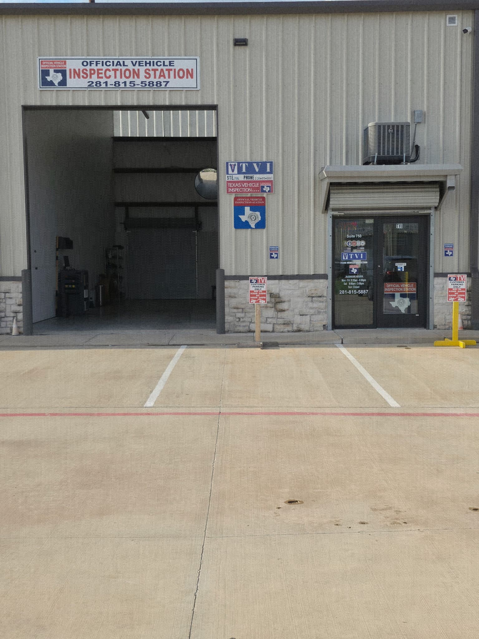 Texas Vehicle Inspection storefront at 21215 FM 529 Rd, Suite 750, Cypress, TX